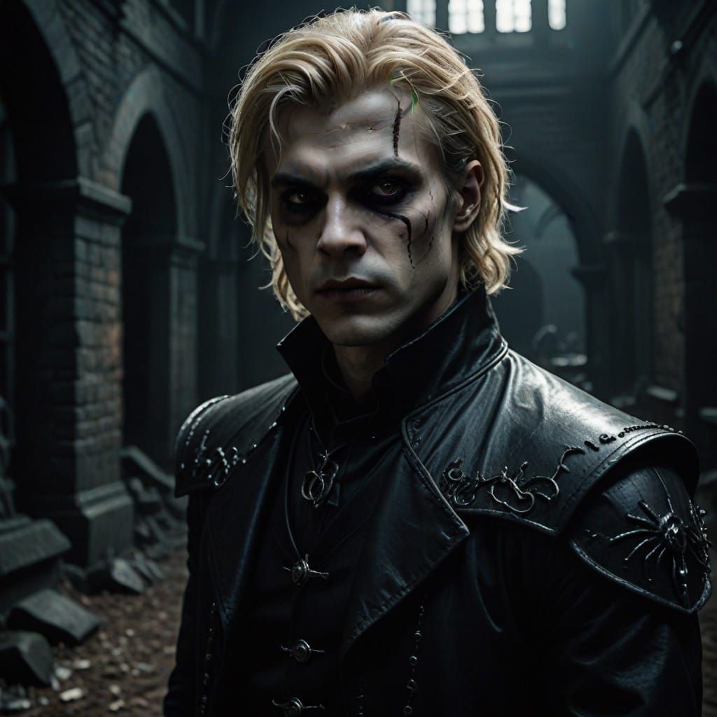 Gothic Vampire in Dramatic Cinematic Setting