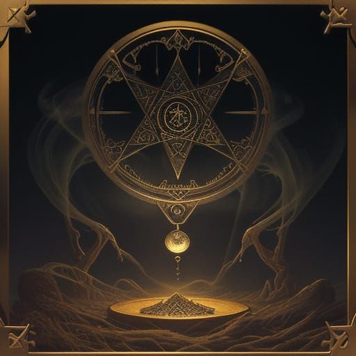 Mystical Fortune Teller with Tarot Card in Beksiński Style