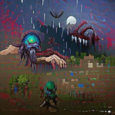 Horror Pixel Art Landscape Trending on Artstation