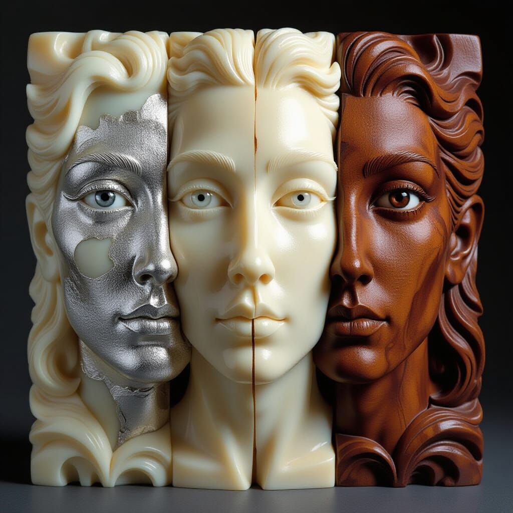 Fragmented Mind Triptych: Indecision Carved in Stone