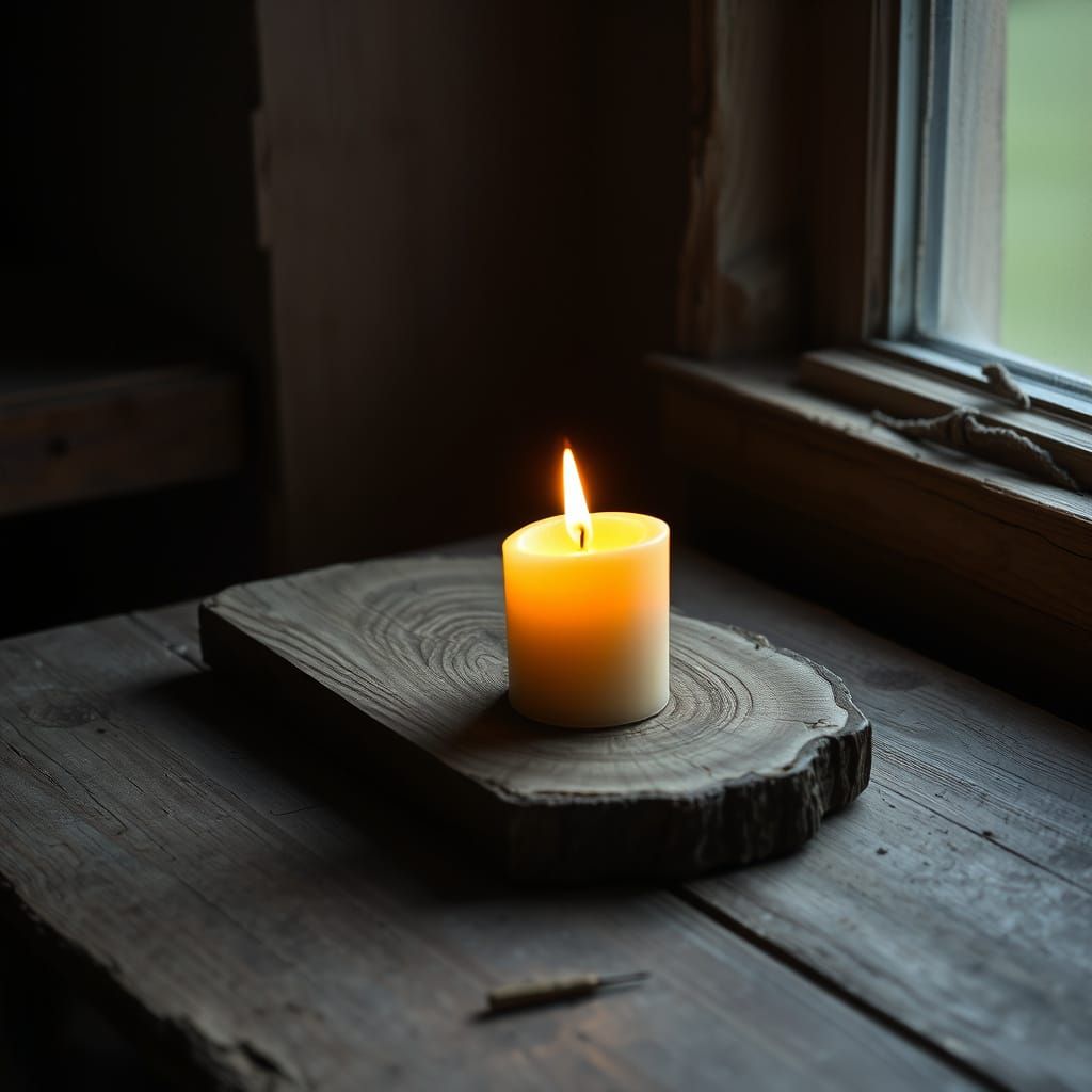 Warm Candle in Golden Light