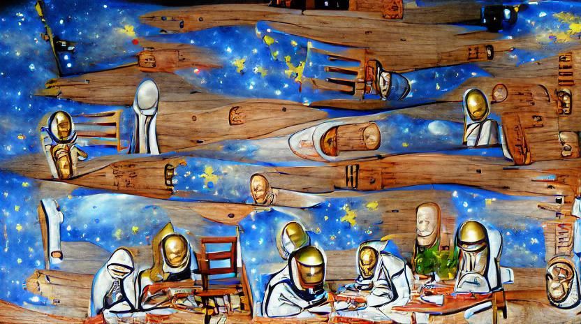 Spacemen's Dinner: Acrylic Art Under the Stars