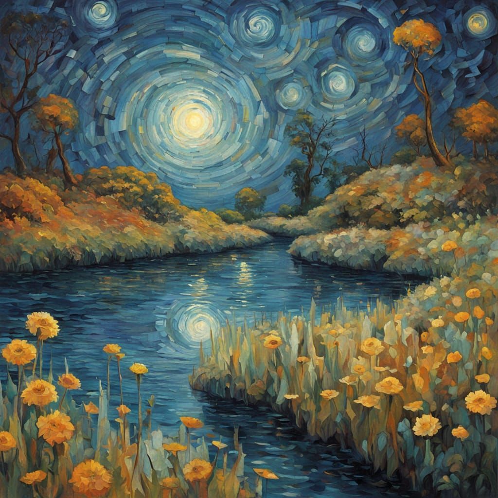 Dream Weaver in Crystal Cave: An Impressionist Mosaic