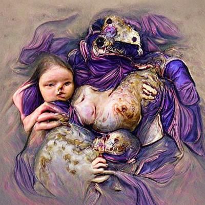 Macabre Mother and Child: A Nightmare Scene