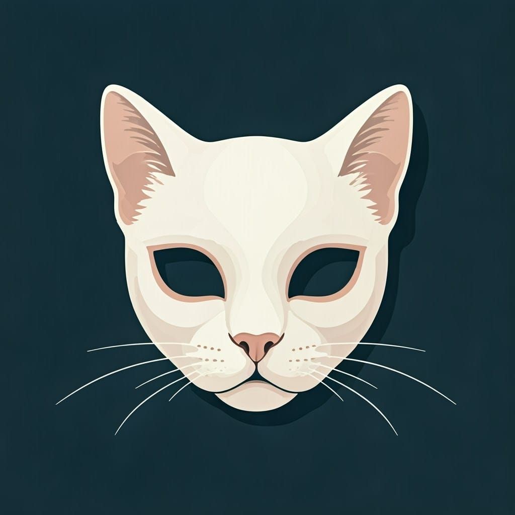 Elegant Cat Therian Mask Illustration in Simplistic Style