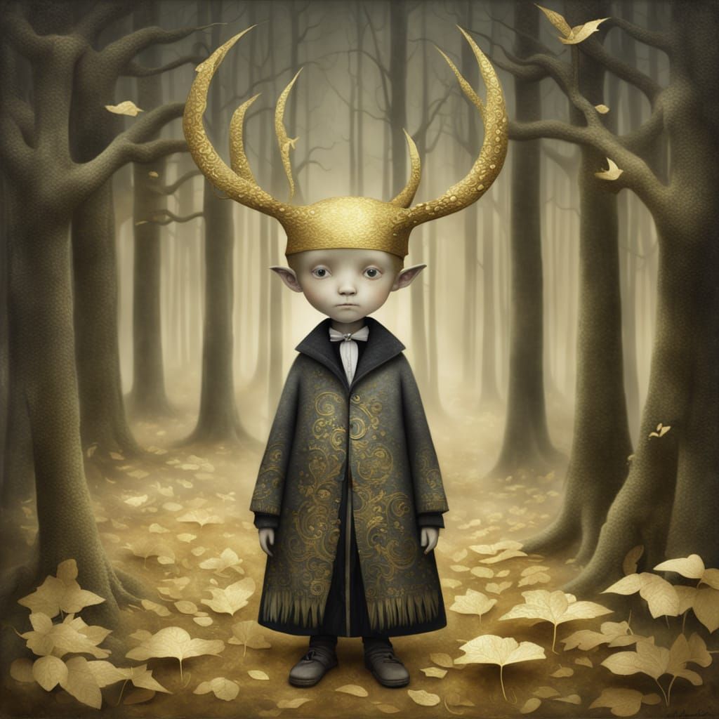 Lanky Undertaker in Eldritch Forest, Fantasy Storybook Style