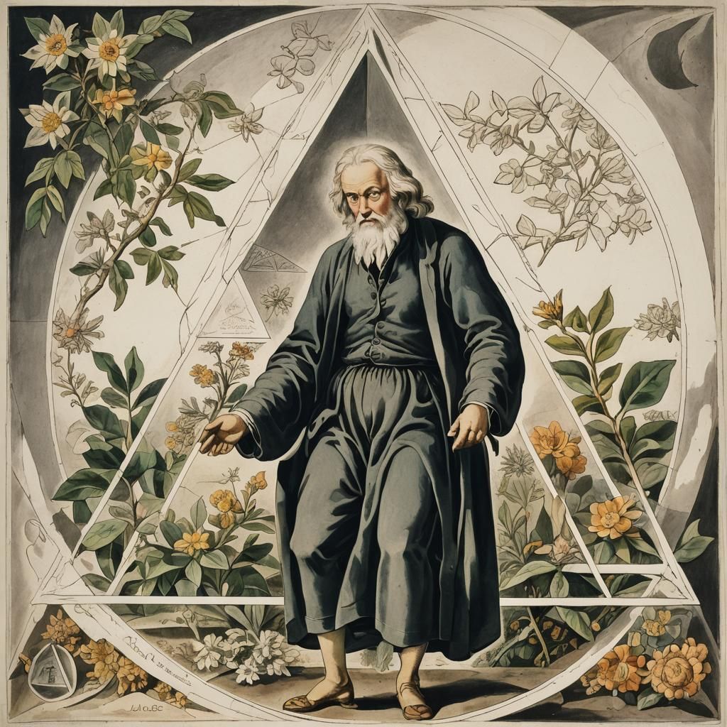 Geometric Botanical Design in Blake Style