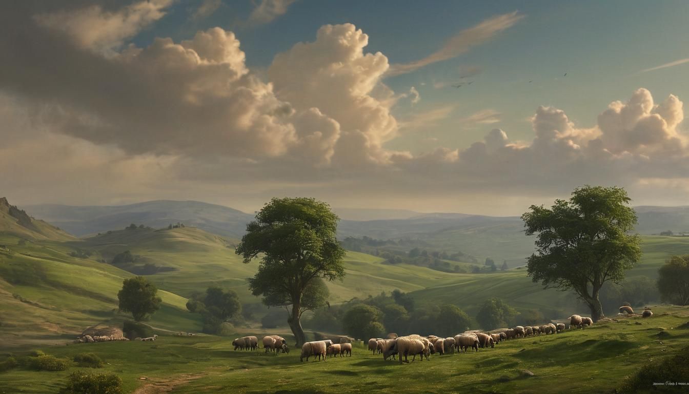 Idyllic Pastoral Scene in Classic Style