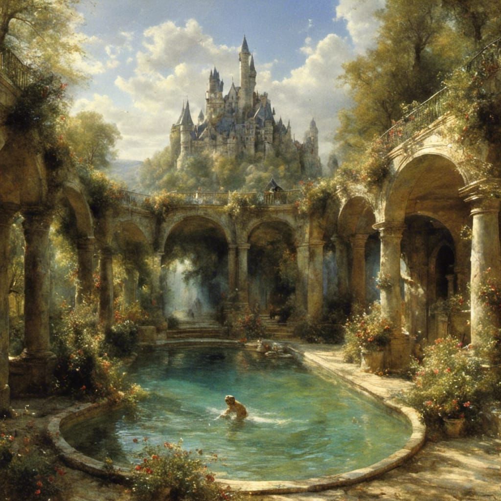 Fantasy Indoor Swimming Pool in Light Style