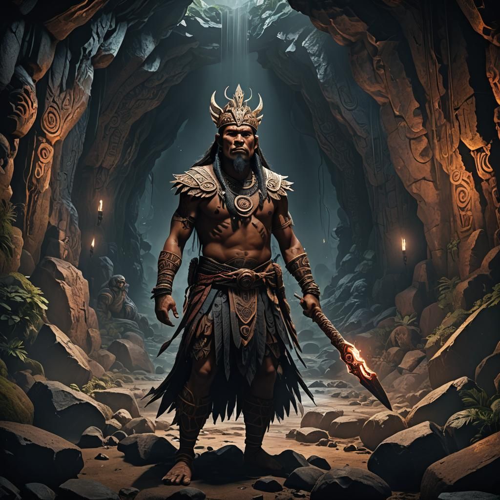 Maori Underworld King in Anime Style