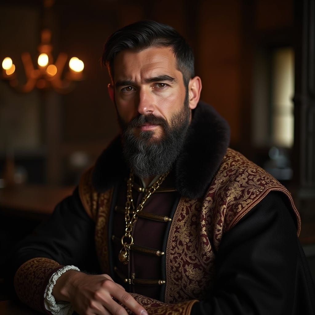 Medieval Sheriff in Tavern, Renaissance-Inspired Portrait