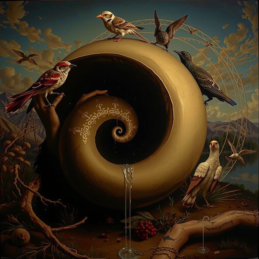 Ethereal Woman Carrying Birds, Nature Mindscape