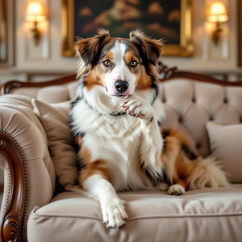 Dog Files Sharp Nails on Sofa in Grand Lounge