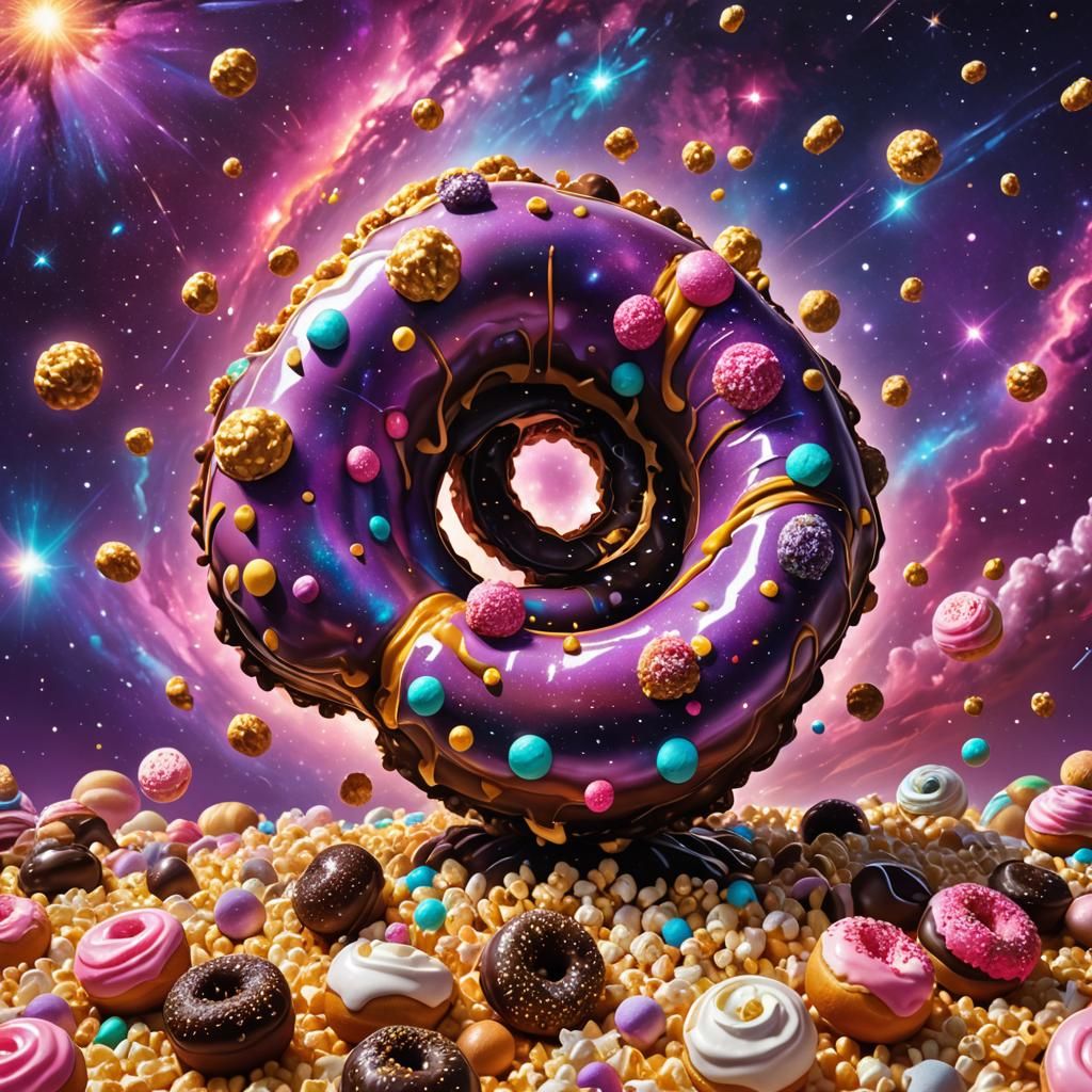 Surreal Donut Galaxy with Popcorn Asteroids