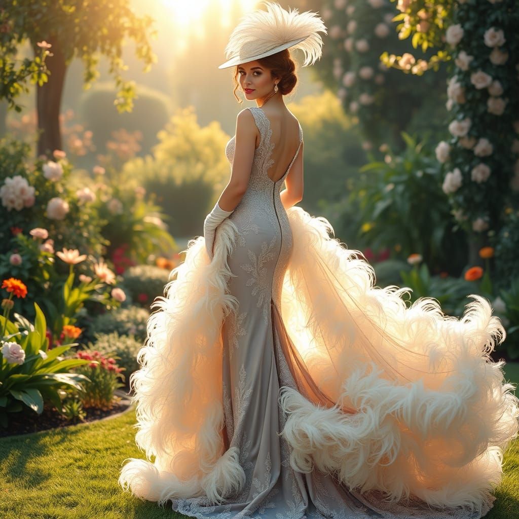 Elegant Lady in a Whimsical Garden