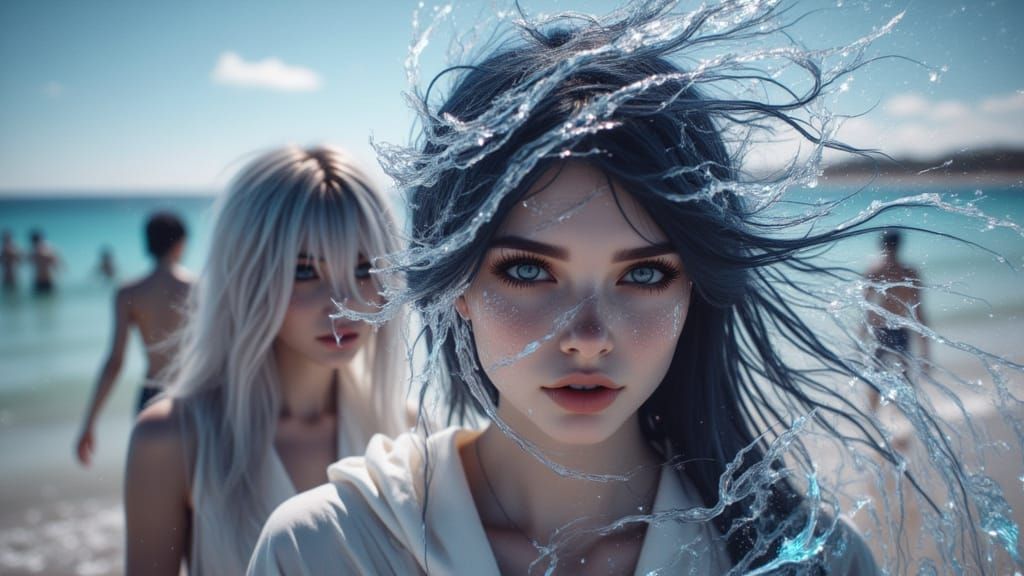 Pale Figures Emerge from Shore in Concept Art Style