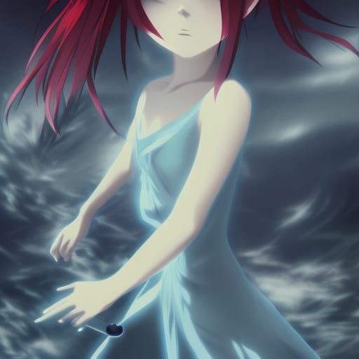 Gothic Anime Fairy Assassin with White Hair