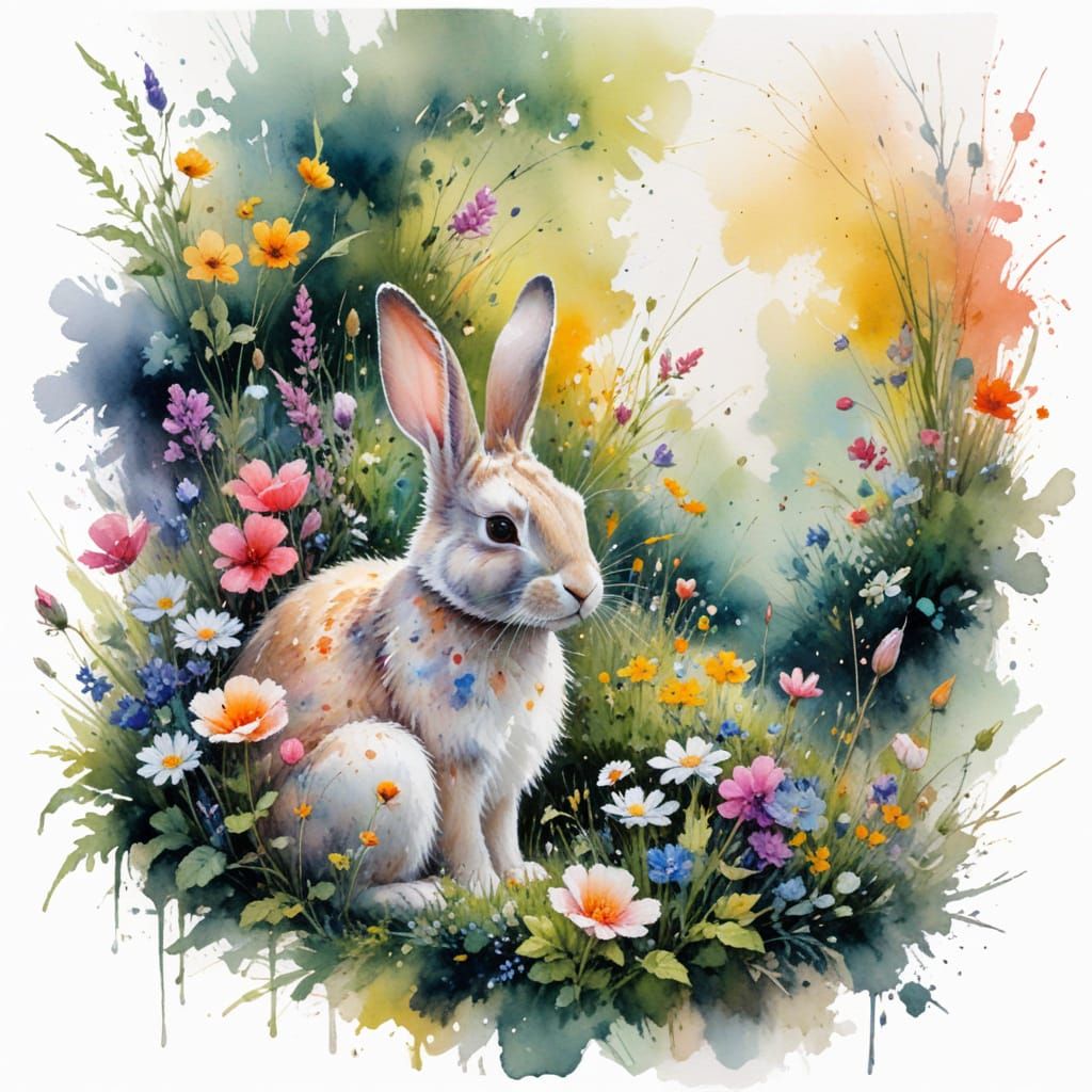 Whimsical Garden Sanctuary in Vibrant Watercolour