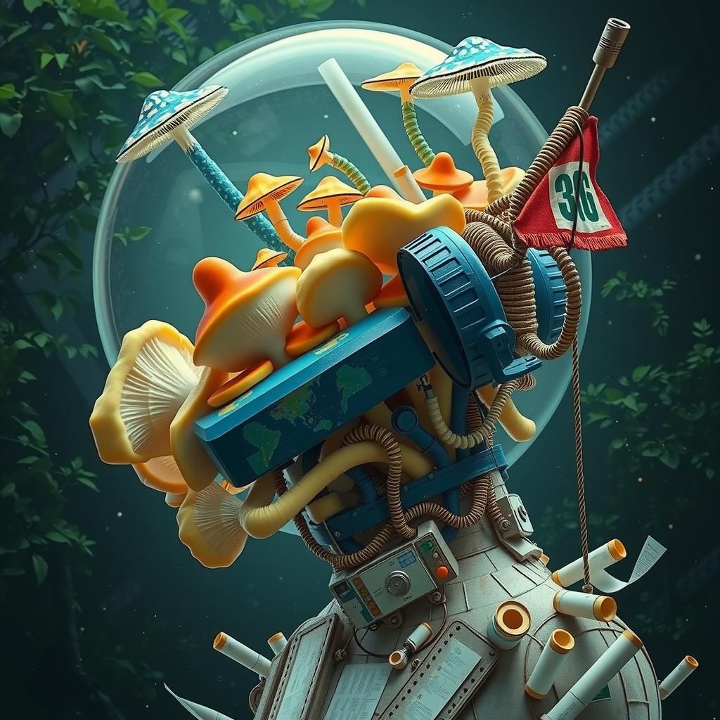 Giant Linocut Mushrooms and Gum Bureaucrats