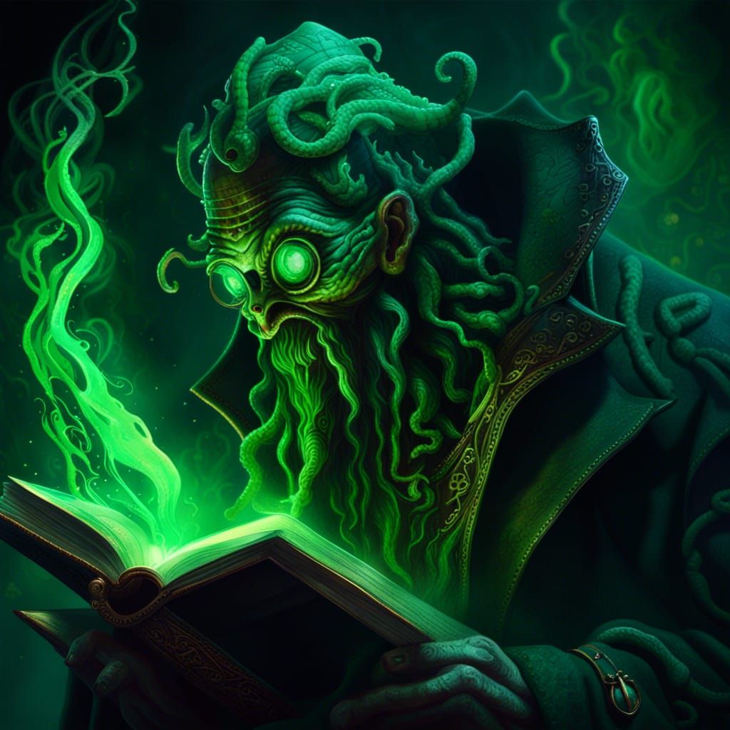 Lovecraftian Tome of Dark Secrets in Gaslit Study