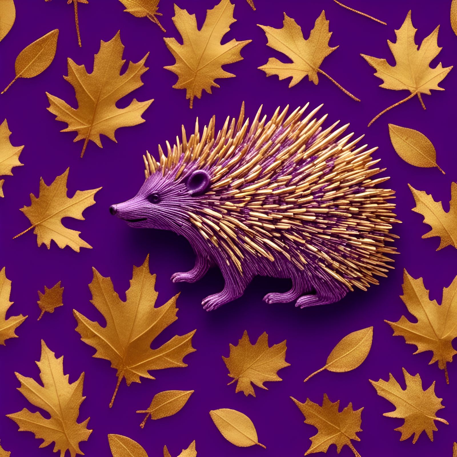 Metallic Purple Porcupine in Gold Forest