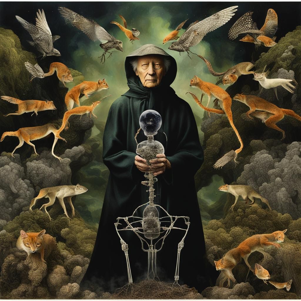 Mystical Creatures Soaring Through a Galactic Starry Night