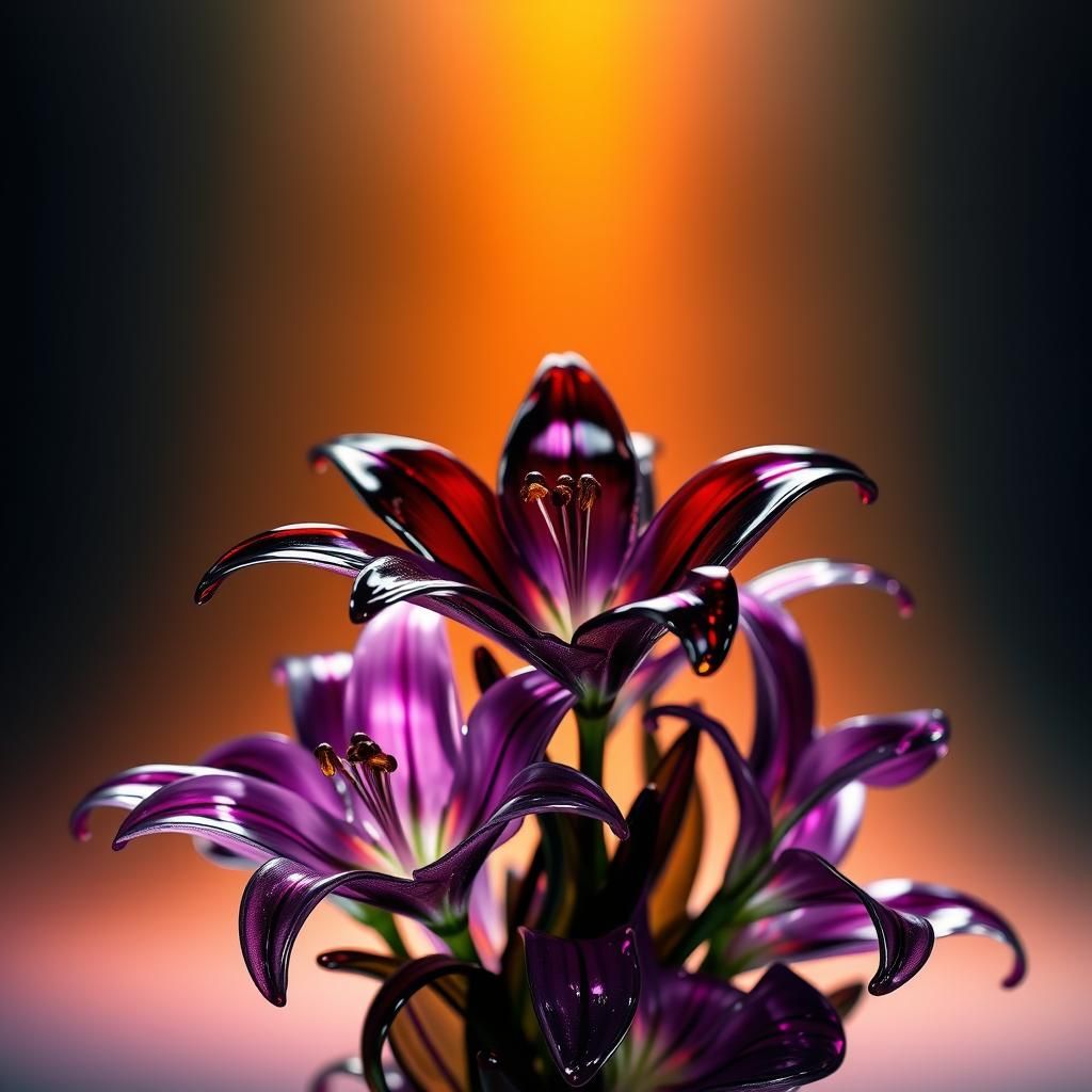 Enameled Glass Lilies in Dramatic Lighting