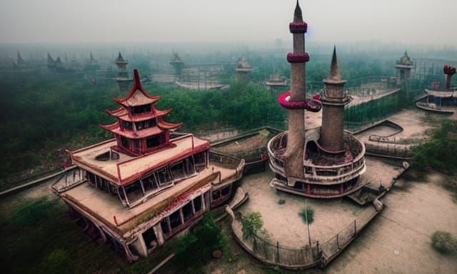 Eerie Aerial View of Abandoned Wonderland Park