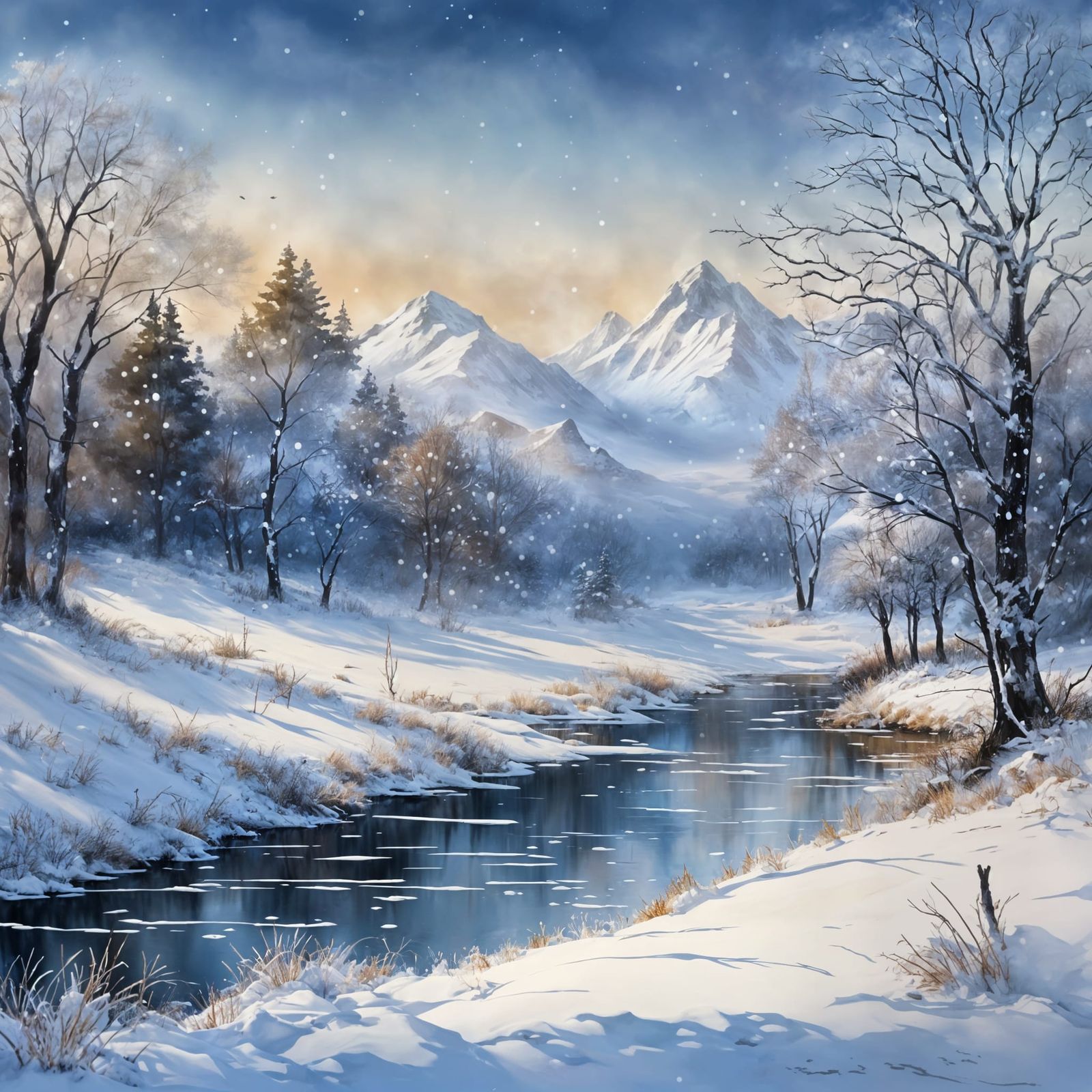 Serene Winter Landscape in Soft Hues
