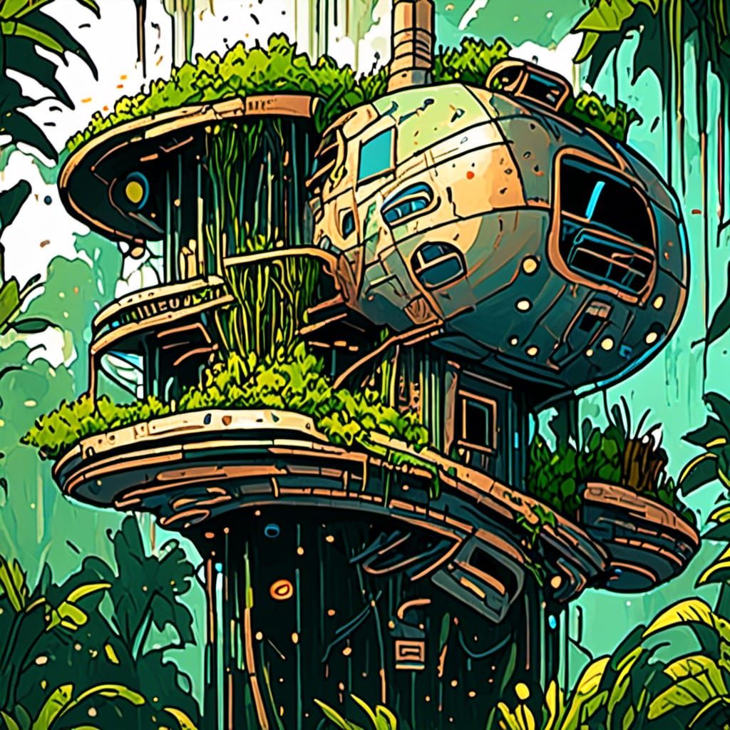 Lush Overgrown Art Bunker with Graffiti