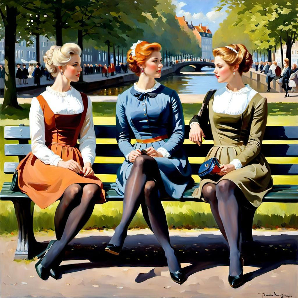 Danish Girls in Floral Dresses in Kopenhagen