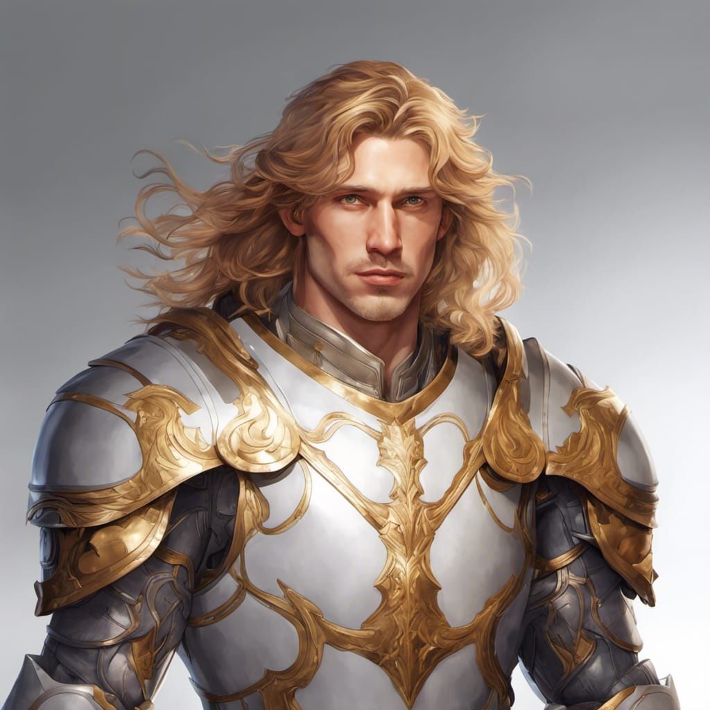 Aasimar Paladin Portrait in Art Nouveau Style