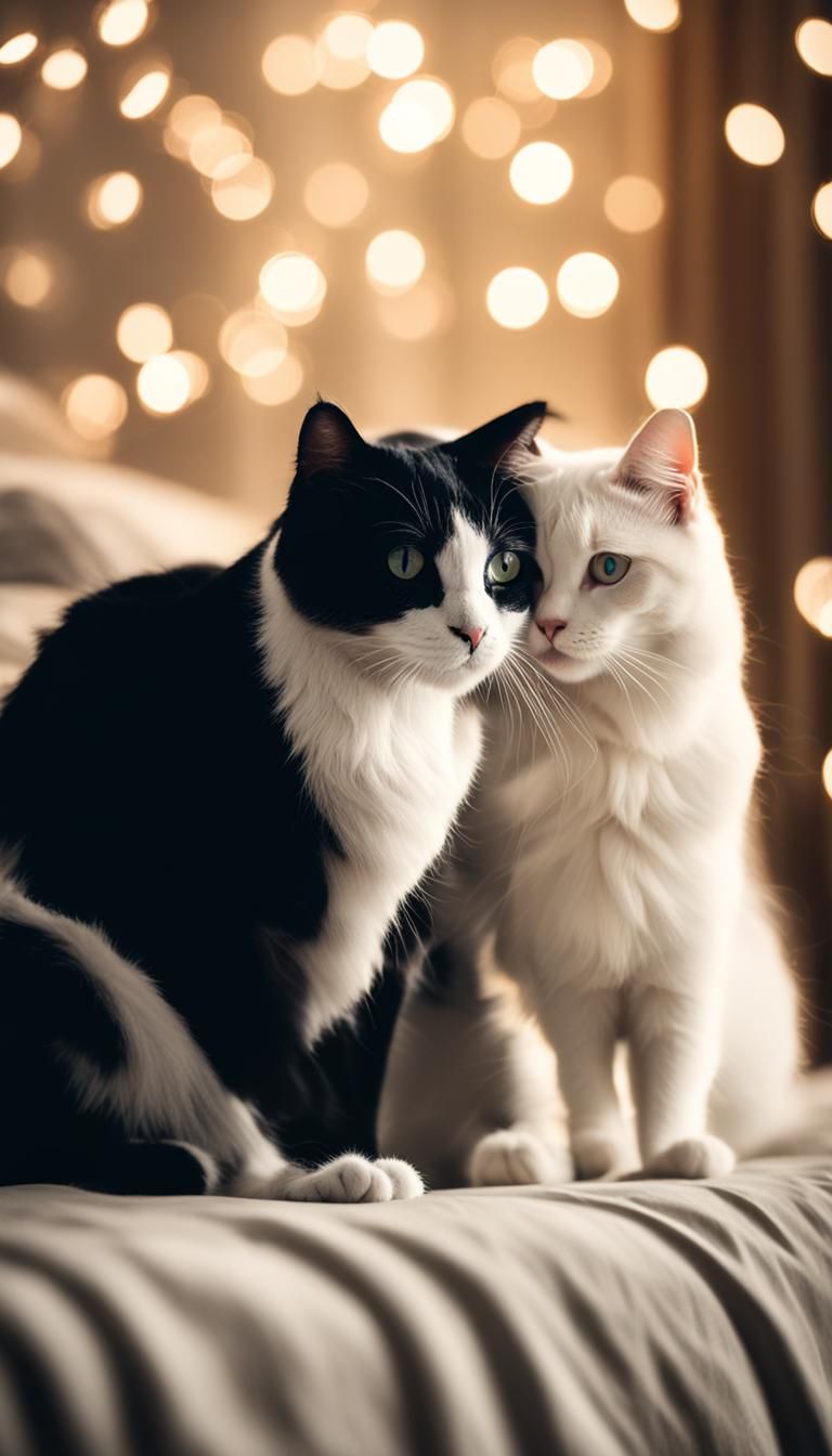 Dancing Tuxedo Cat and White Cat Party