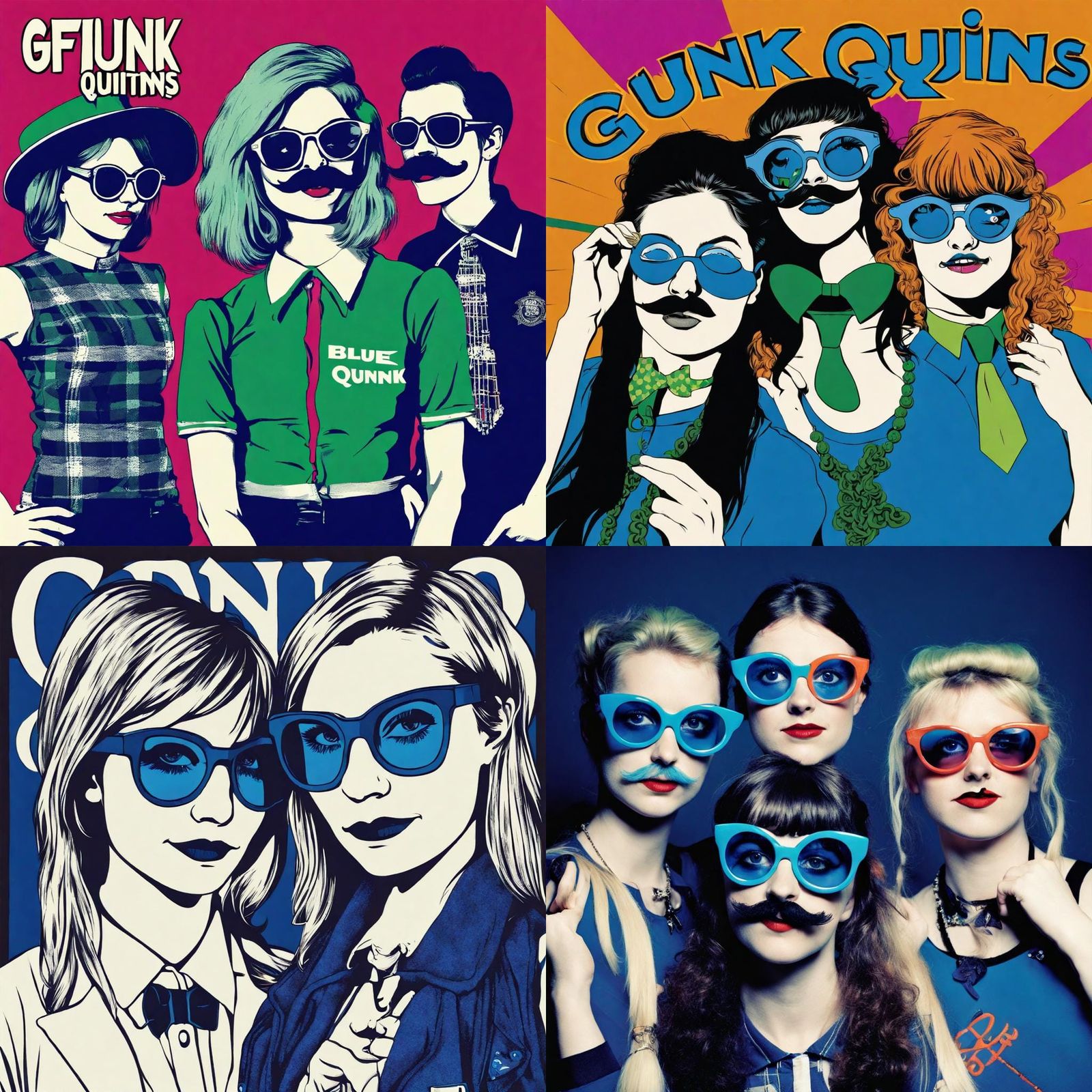 Irish New Wave Band Poster with Funny Glasses