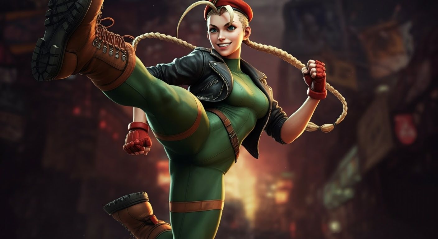 Street Fighter Cammy Kick in Biker Jacket
