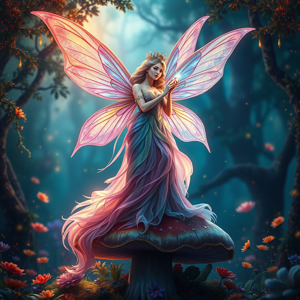 Enchanted Fairy Queen in Whimsical Forest