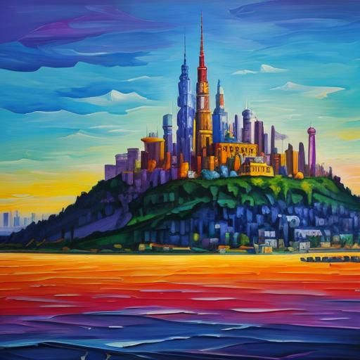 City in the Sky: Neo-Cubist Astral Painting