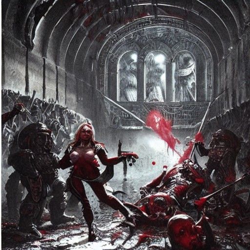 Brigitte Macron in Warhammer 40K Horror Scene