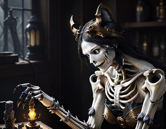Furry Skeleton Bone Repair: Dark Fantasy Art