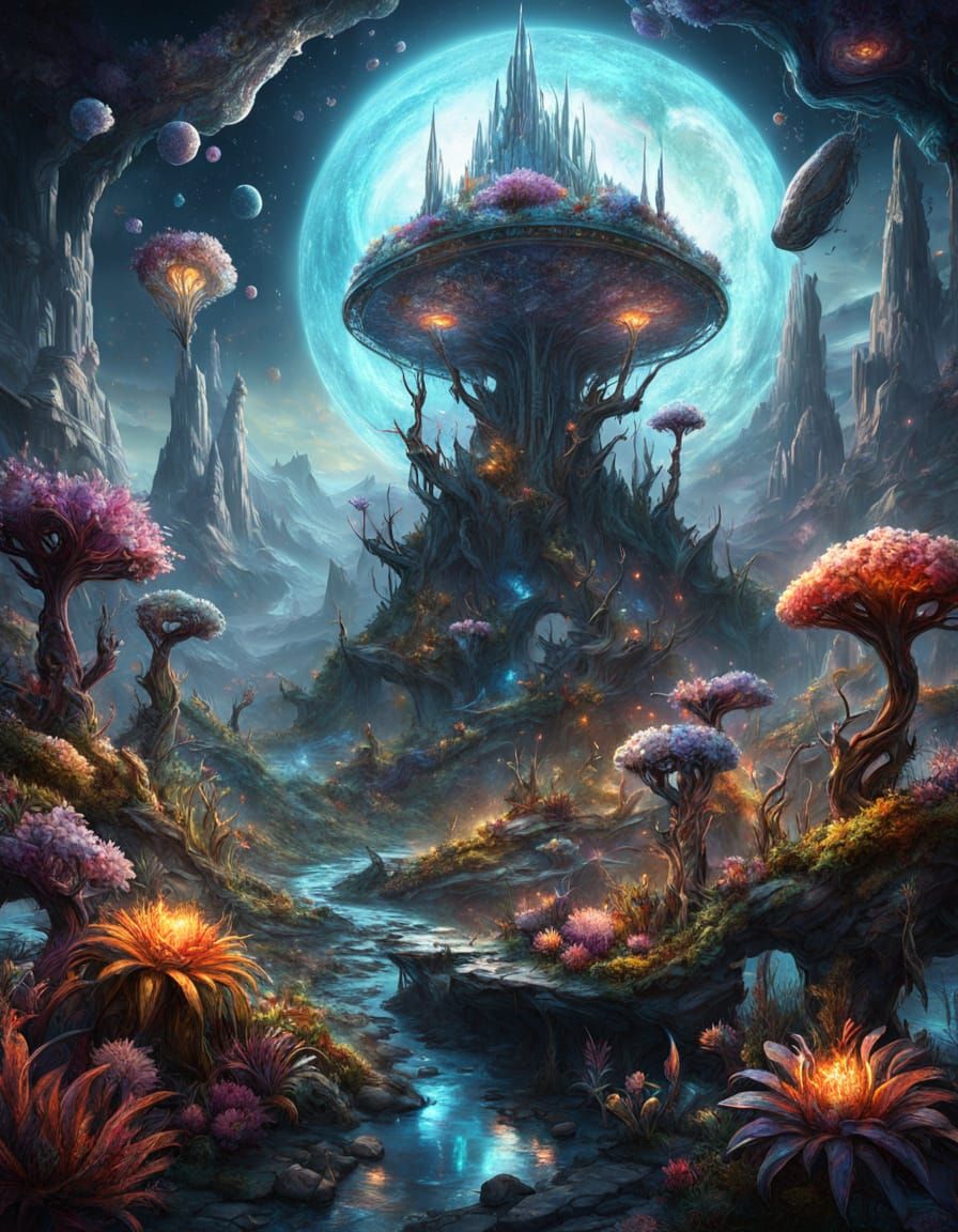 Cosmic Herbalist Tends Stardust Plants on Alien Planet