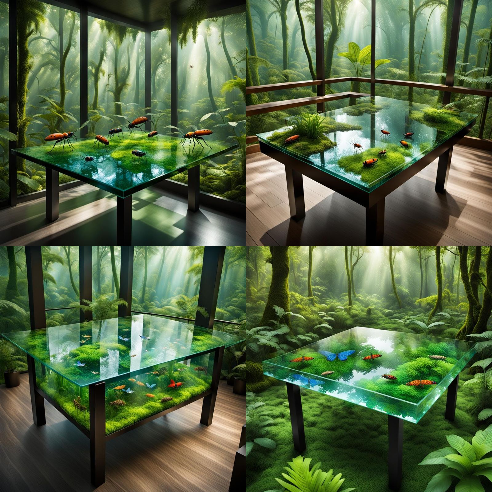 Glass Tabletop Reveals Vibrant Forest Ecosystem