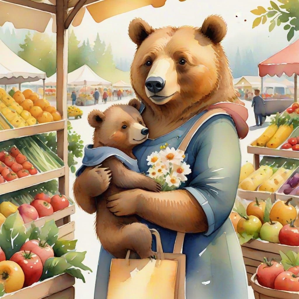 Mama Bear's Whimsical Farmer's Market Adventure