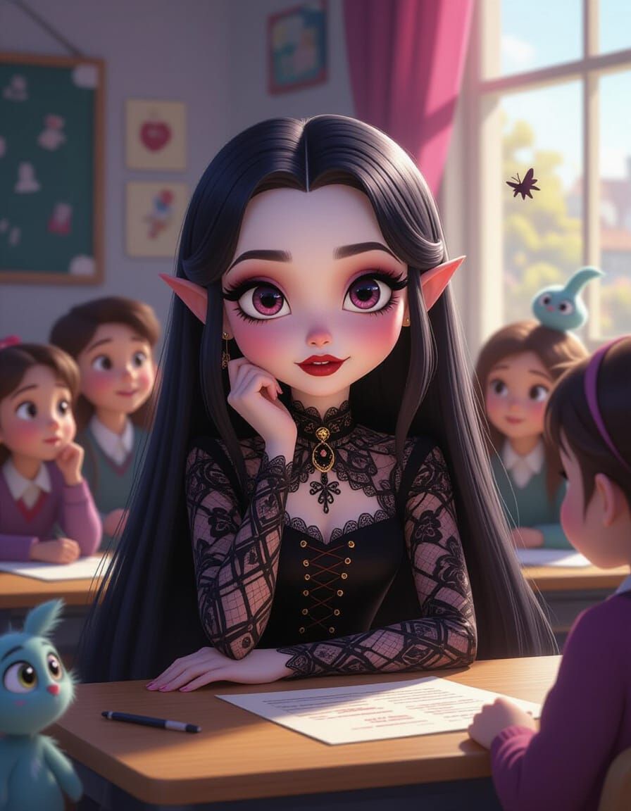 Cute Vampire Girl in Disney Pixar Style