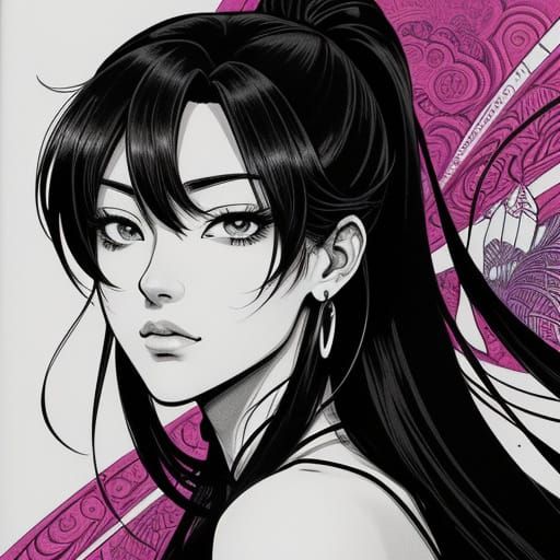 Manga Art: Hand Drawing Beautiful Woman's Face