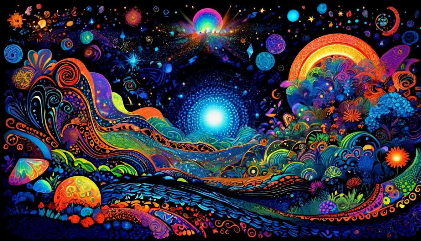 Astral Expressionist Shimmers: Floating Psychedelic Objects