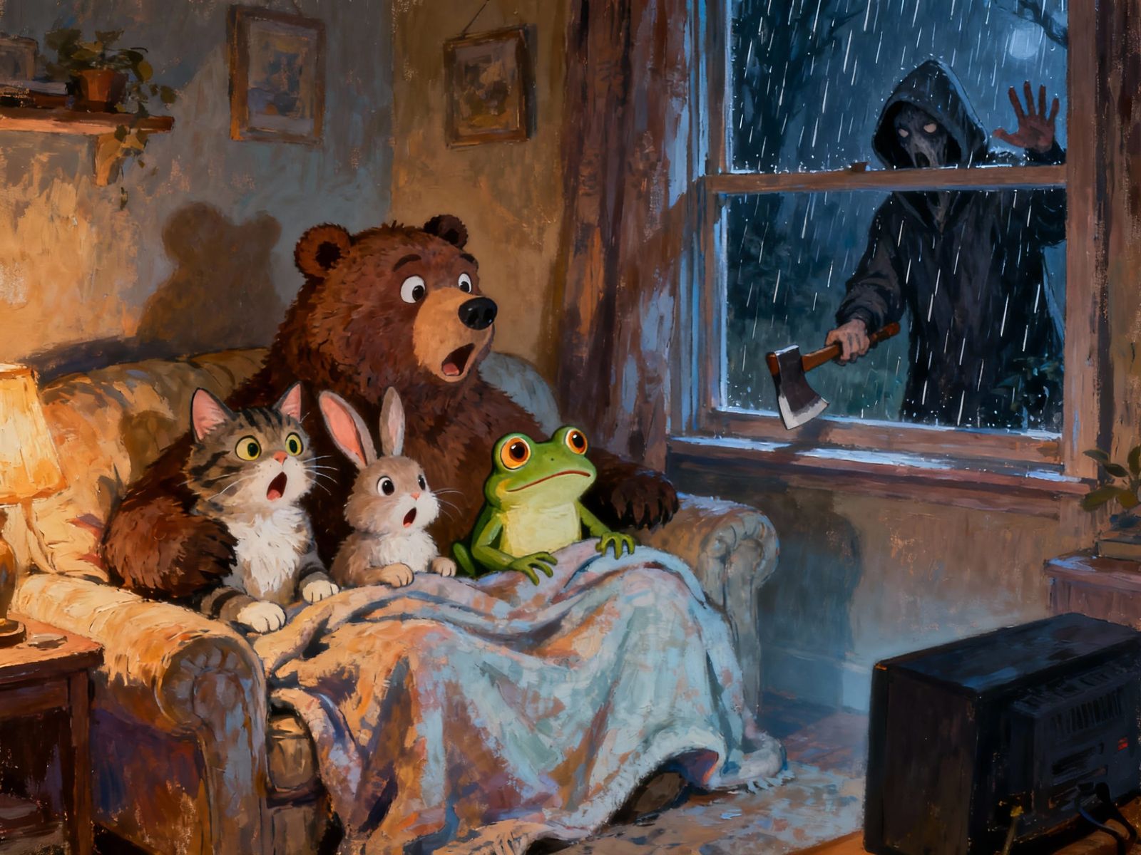 Horror movie night with the Quest gang