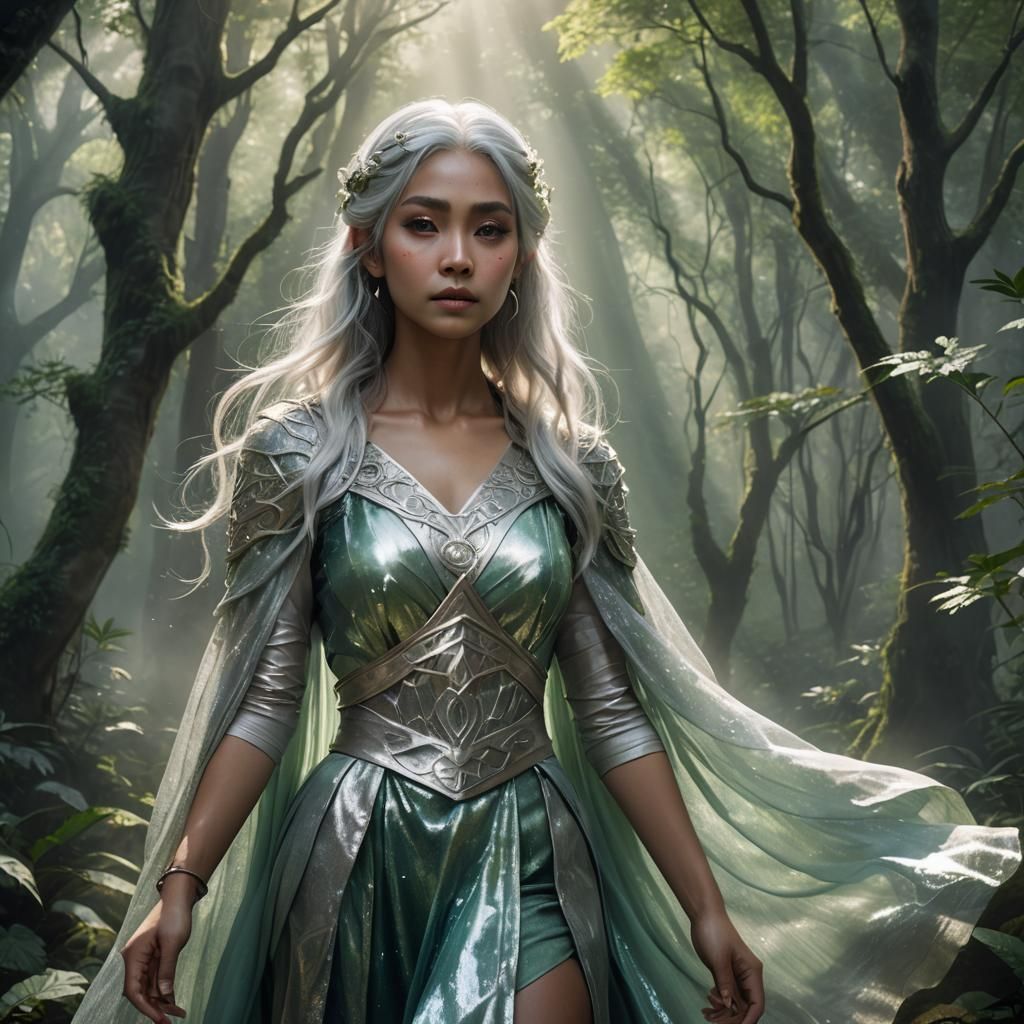 Kalashtar Druid in Ethereal Forest: Fantasy Art