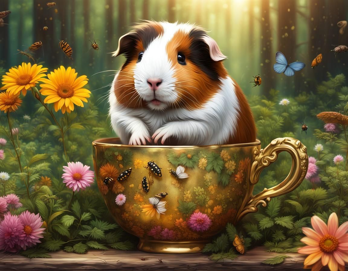Adorable Guinea Pig in Coffee Cup