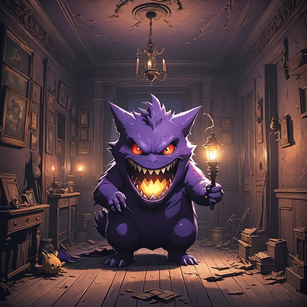 Realistic 4K Gengar Hiding in Shadows