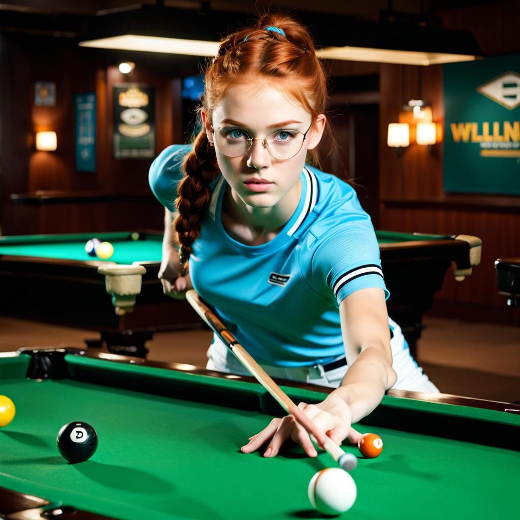 Redhead Teen Billiards Player in Photorealistic HD